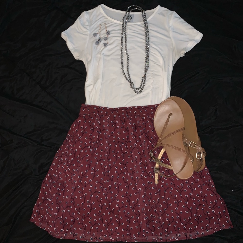 Old Navy Maroon Floral Skirt